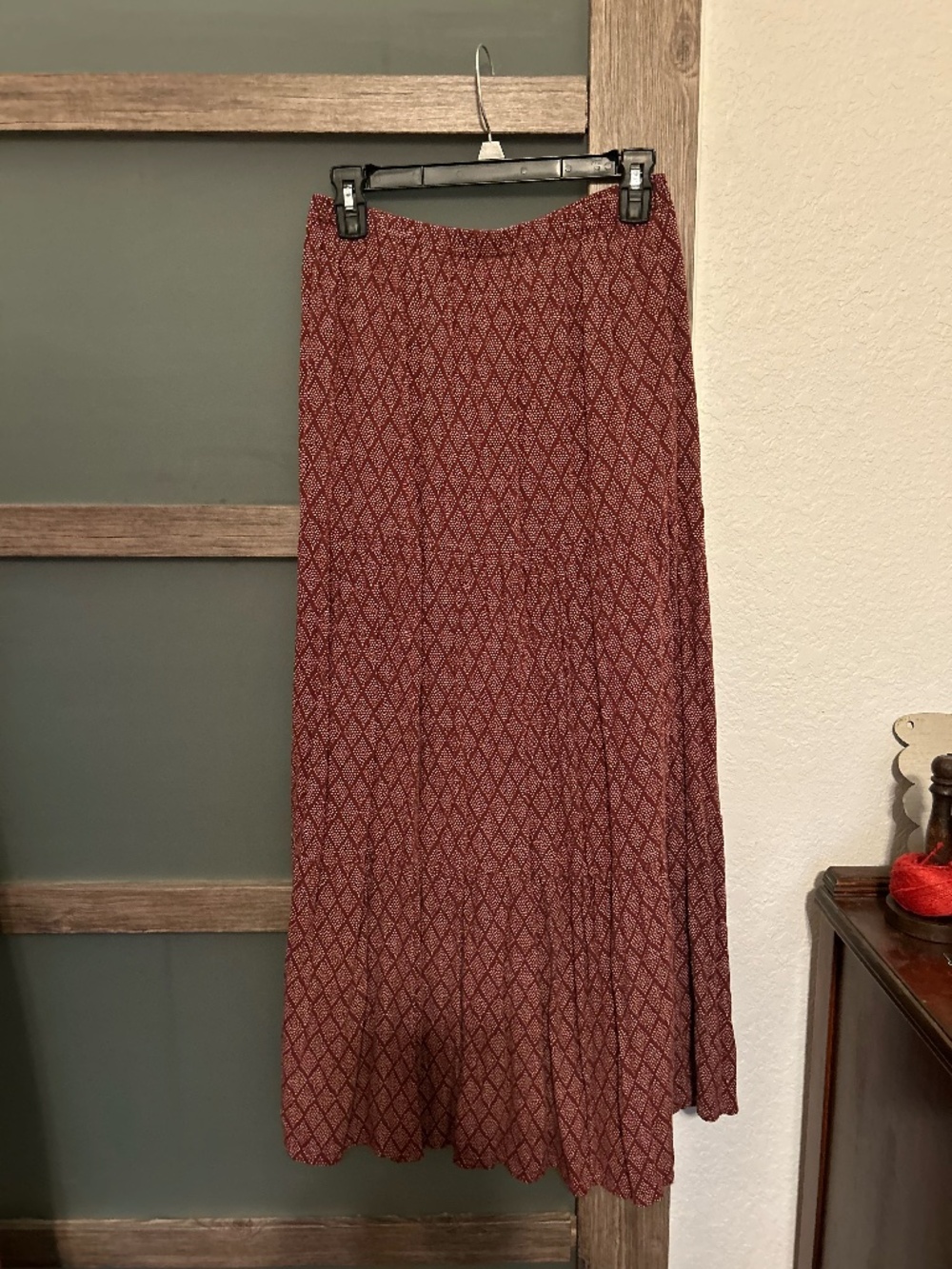 Kxox Rose | Burgundy Tiered Maxi Skirt-Size M